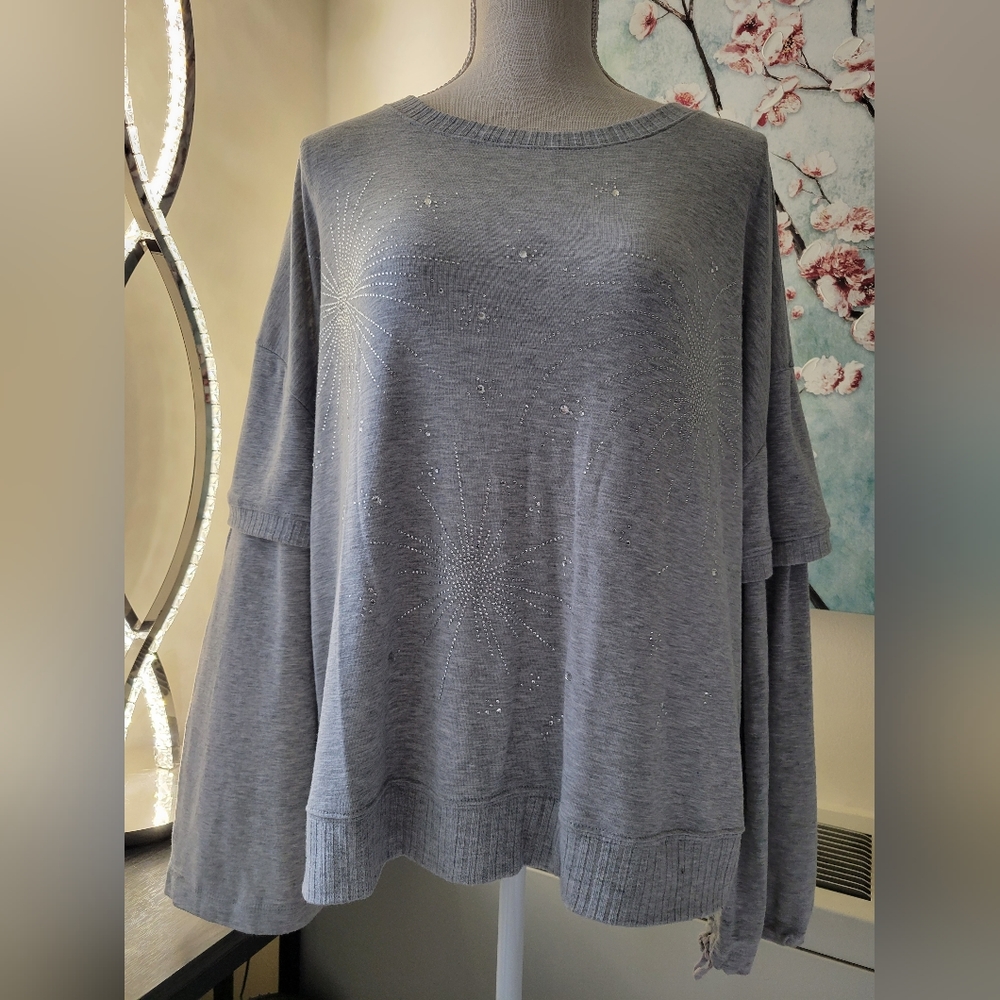 Gray and Sparkly Silver Top